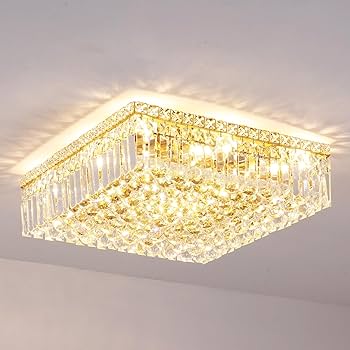 CEENLI 12-Lights Gold Crystal Flush Mount Ceiling Light